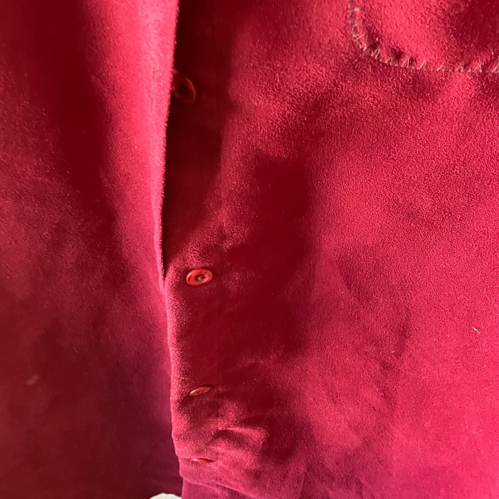 Cherokee Deep Red suede like ladies blouse large - Picture 6 of 14